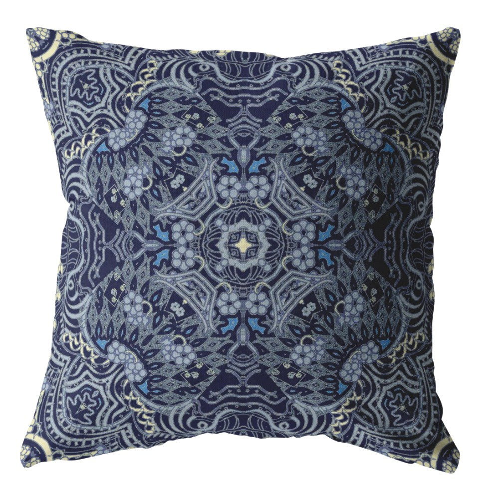 Cojín de gamuza con cremallera adornado Indigo Boho de 18 "