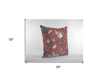 Cojín de gamuza con cremallera de mariposas rosas de cobre de 18 