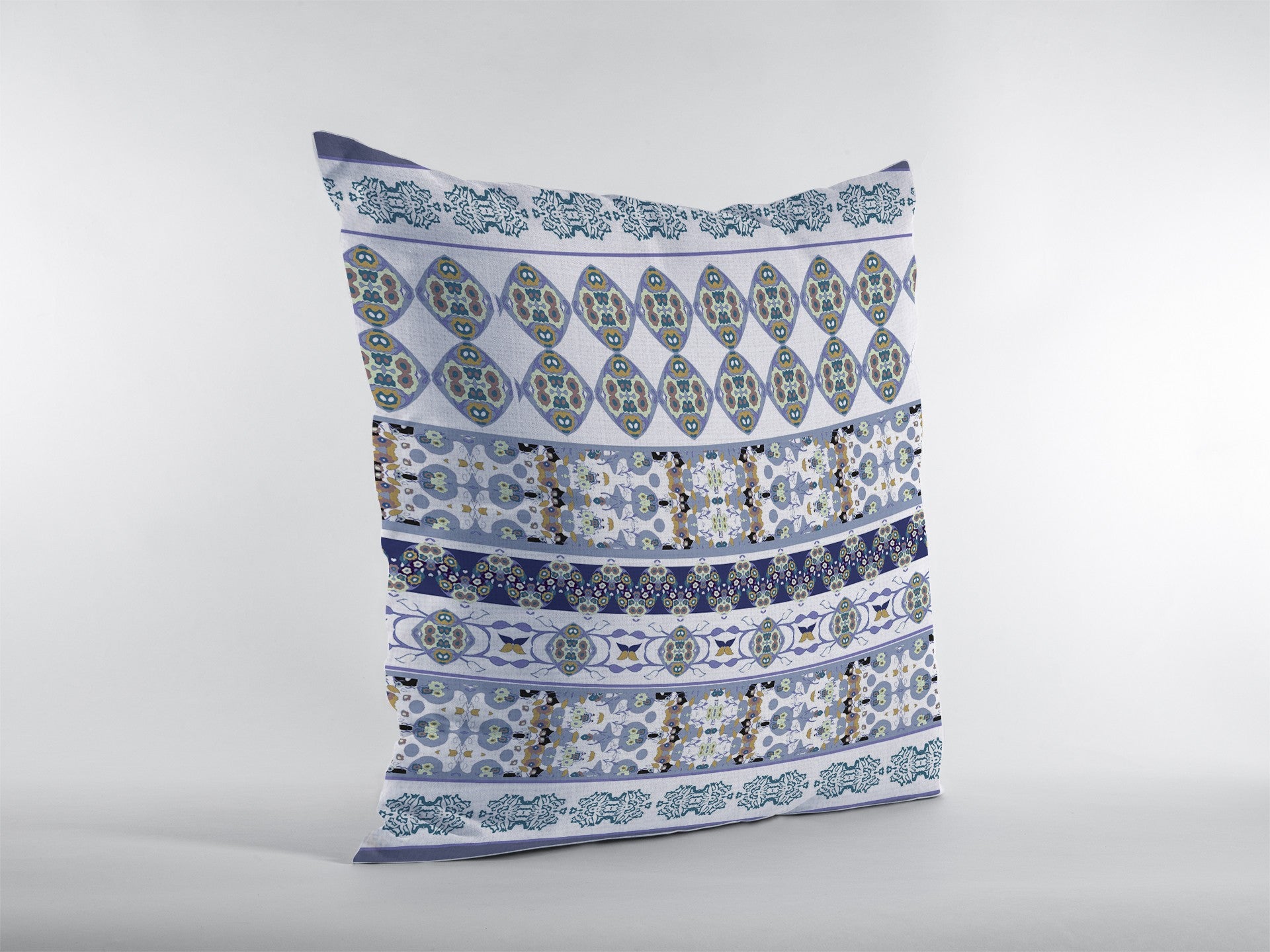 18 英寸海軍白色條紋拉鍊絨面革抱枕