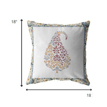 Cojín con cremallera de gamuza Paisley rojo blanco de 18 