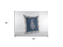 Cojín con cremallera de gamuza Paisley naranja azul marino de 18 