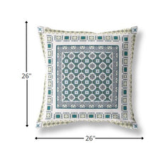 18” White Green Block Indoor Outdoor Zippered Throw Pillow