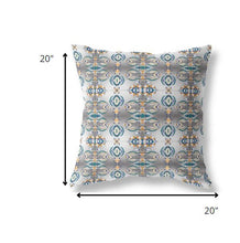 18” White Brown Patterned Indoor Outdoor Zippered Throw Pillow