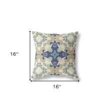 16” Sand Navy Diamond Star Indoor Outdoor Zippered Throw Pillow