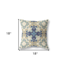 18” Sand Navy Diamond Star Indoor Outdoor Zippered Throw Pillow