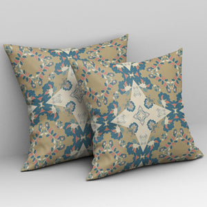 16" Brown Blue Star Indoor Outdoor Zip Throw Pillow