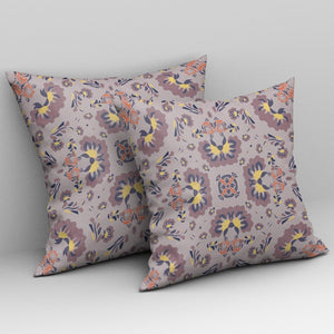 16" Pale Purple Floral Indoor Outdoor Zip Throw Pillow