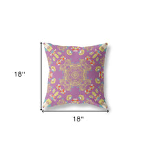 18” Purple Yellow Wreath Indoor Outdoor Zippered Throw Pillow