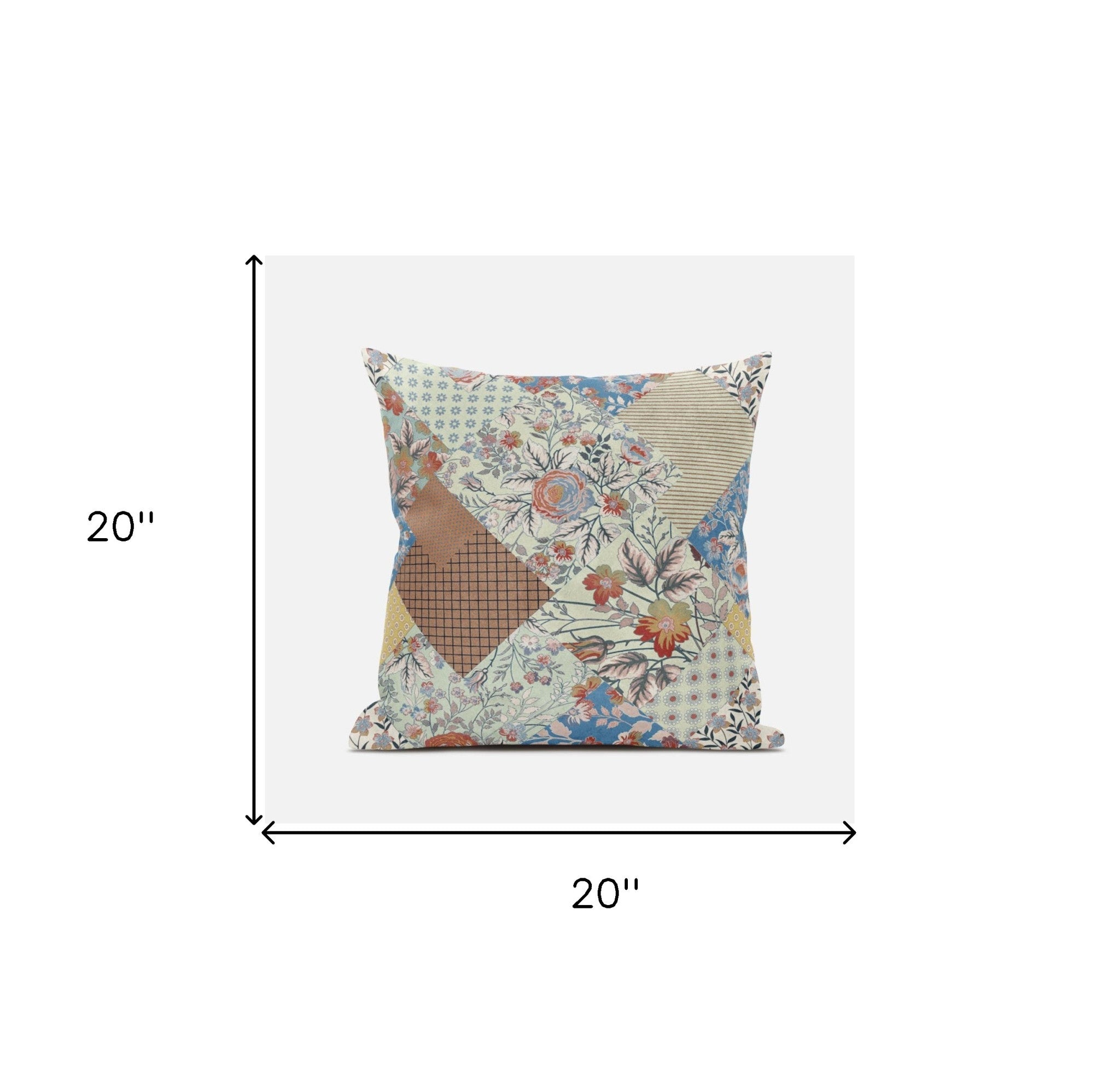 18 英寸橙黃色花卉絨面革抱枕
