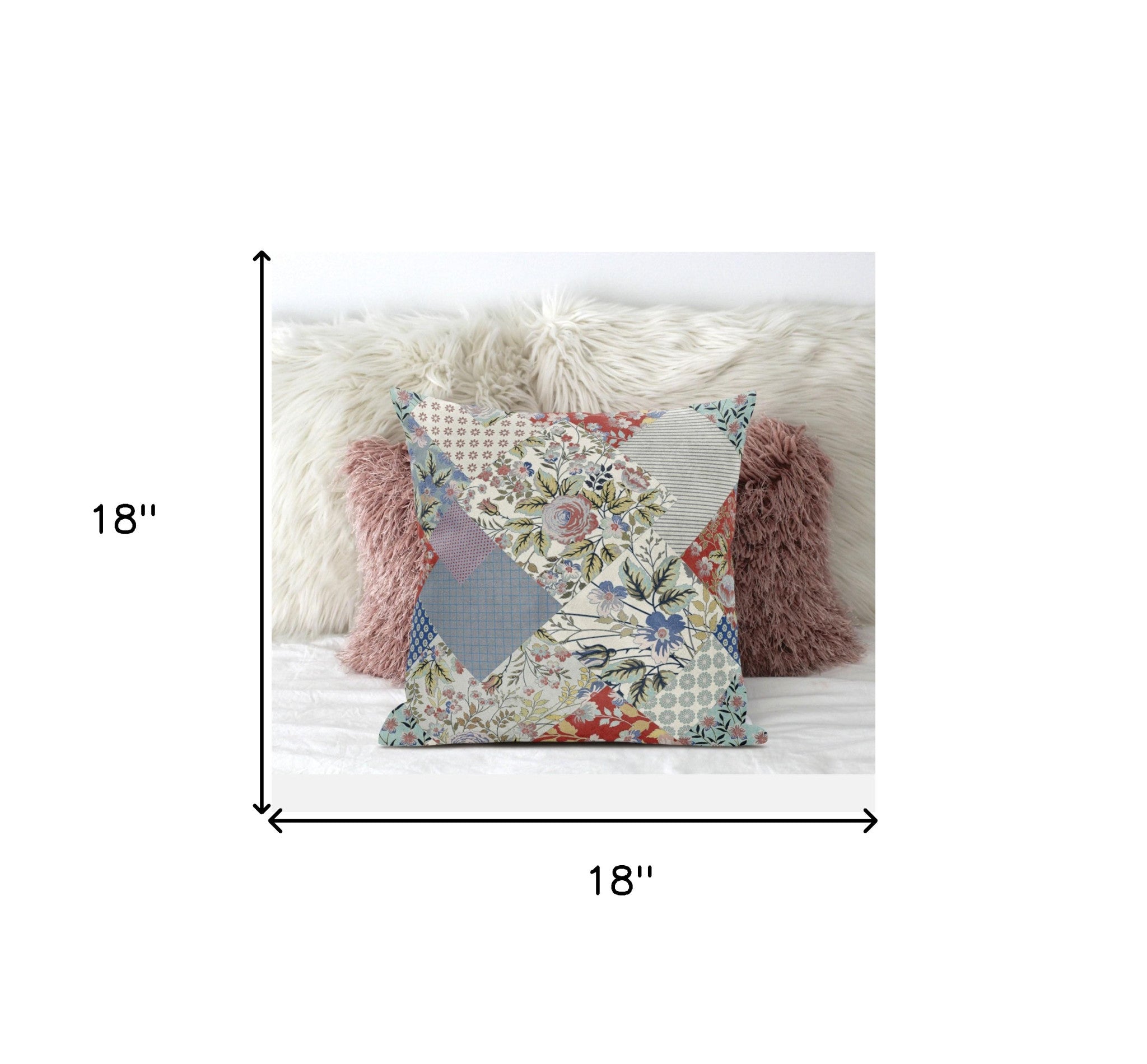 18 英寸紅金花卉絨面革抱枕