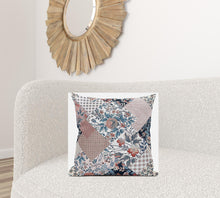 18 英寸白色粉色花卉絨面革抱枕