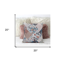 18 英寸白色粉色花卉絨面革抱枕