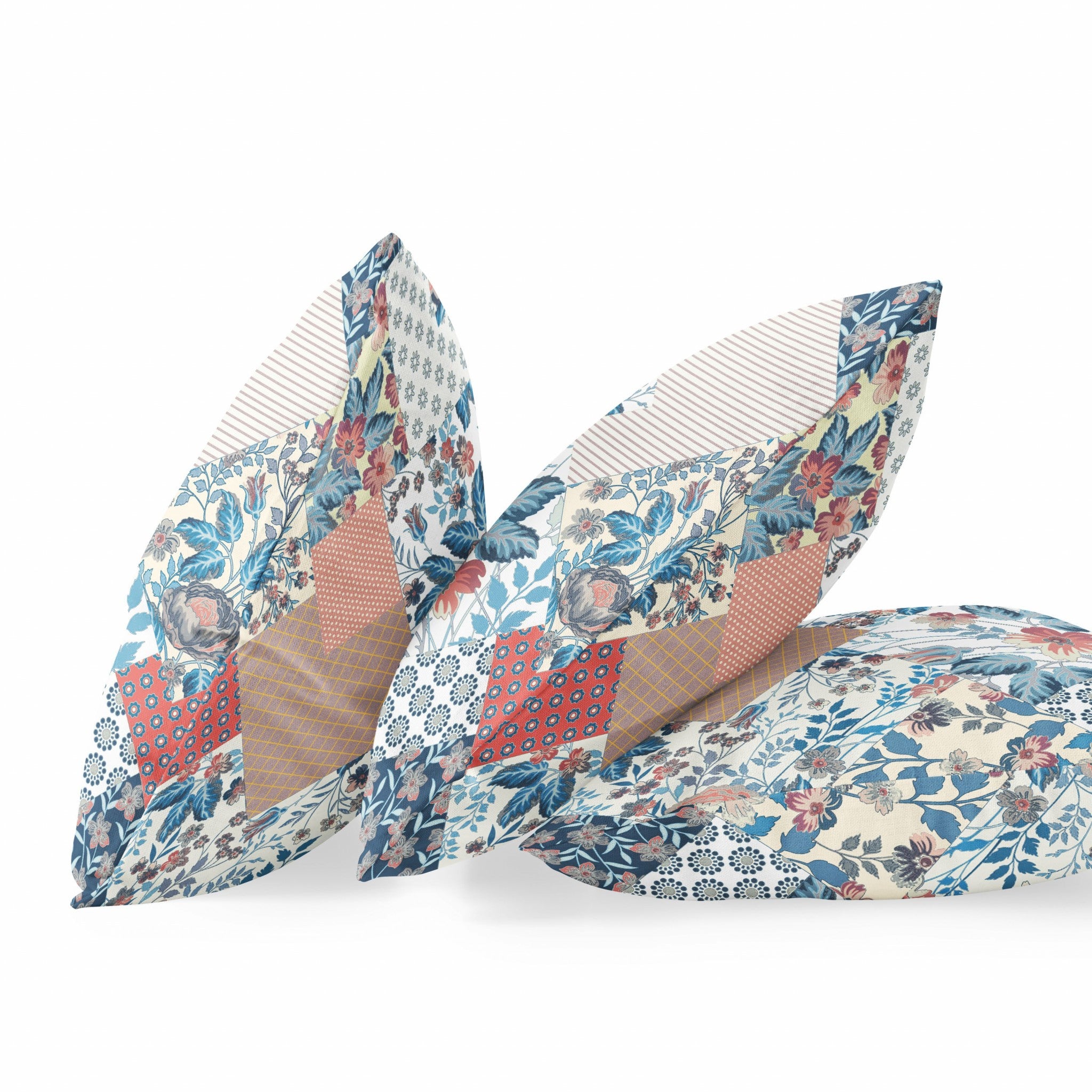 16" Blue Peach Floral Suede Throw Pillow