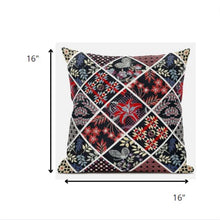 16 英寸黑紅貼片絨面革抱枕