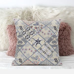 16” Cream Gray Patch Suede Throw Pillow