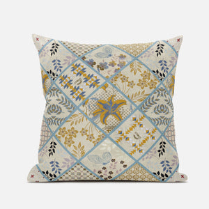 18” Gold Cream Patch Suede Throw Pillow