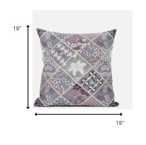 18 英寸灰色粉色貼片絨面革抱枕