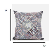 18 英寸灰色粉色貼片絨面革抱枕