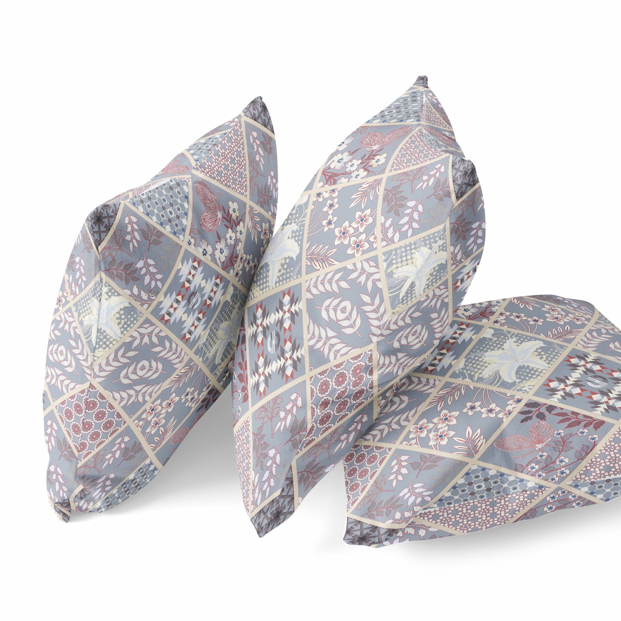 18 英寸灰色粉色貼片絨面革抱枕