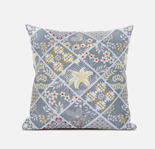 16” Gray Yellow Patch Suede Throw Pillow