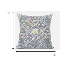 18 英寸灰黃色貼片絨面革抱枕