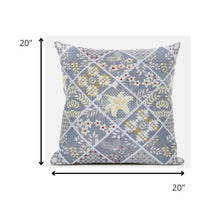 18 英寸灰黃色貼片絨面革抱枕