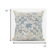 18 英寸白色藍色貼片絨面革抱枕