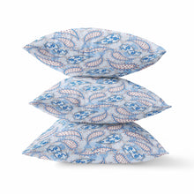 18” Blue Gray Boho Paisley Suede Throw Pillow