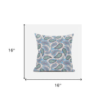 16 英寸藍綠色波西米亞風佩斯利絨面革抱枕