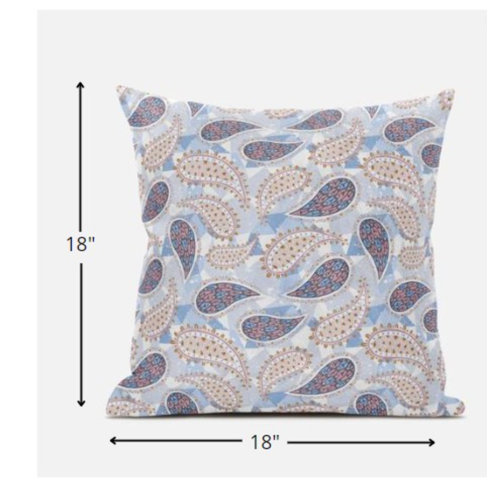 18 英寸藍色粉色波西米亞風佩斯利絨面革抱枕