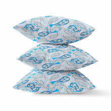 18 英寸藍桃波西米亞佩斯利絨面革抱枕