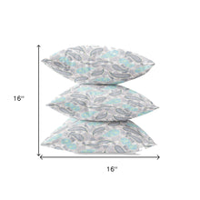 16 英寸灰色綠松石波西米亞風佩斯利絨面革抱枕