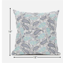 18 英寸灰色綠松石色波西米亞佩斯利絨面革抱枕