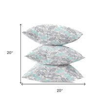 18 英寸灰色綠松石色波西米亞佩斯利絨面革抱枕