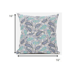 16” Gray Green Boho Paisley Suede Throw Pillow