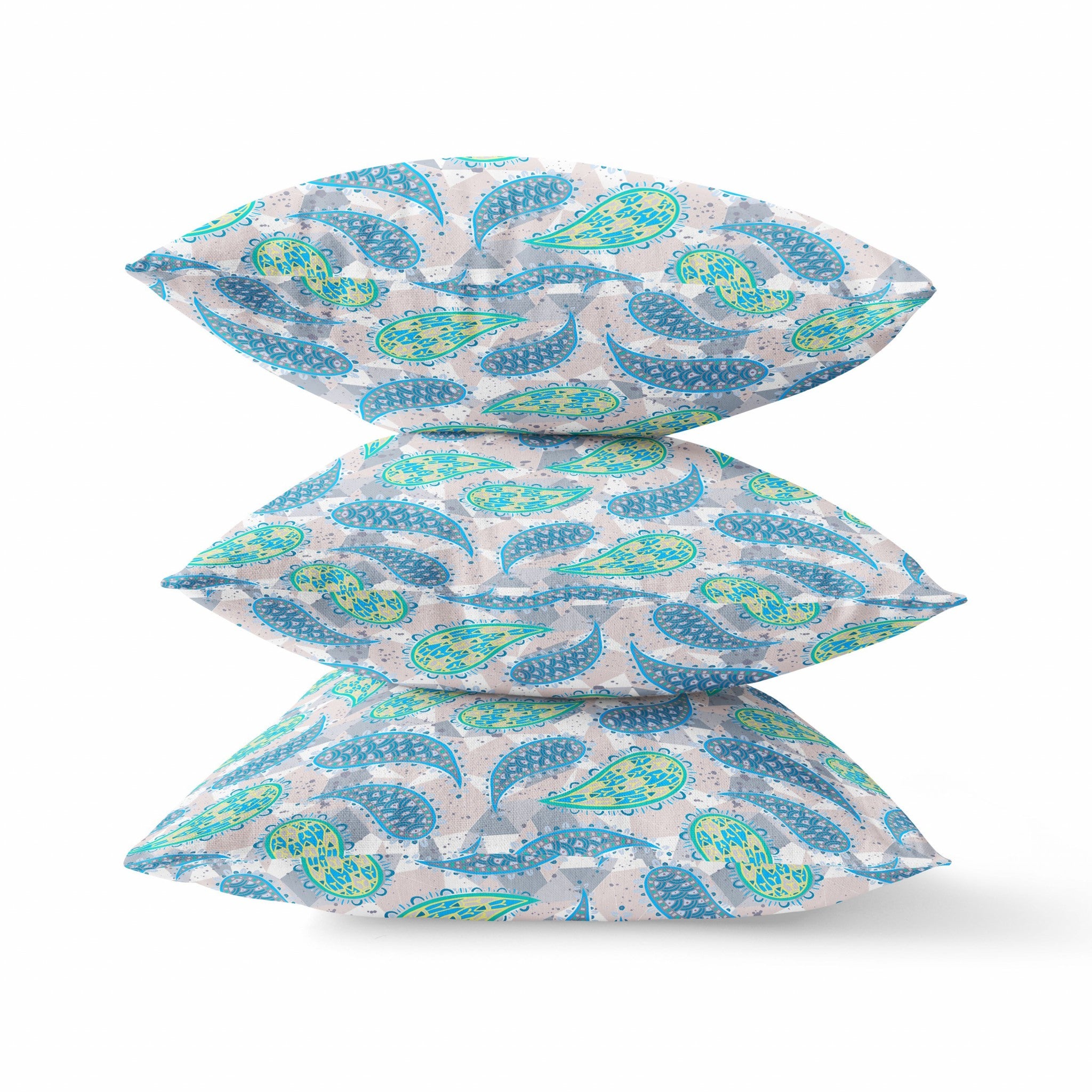 18 英寸綠色靛藍波西米亞佩斯利絨面革抱枕