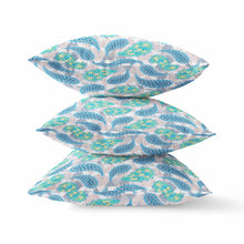 18 英寸綠色靛藍波西米亞佩斯利絨面革抱枕