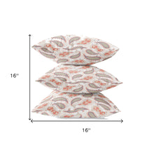 16” Red Beige Boho Paisley Suede Throw Pillow