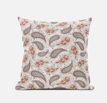 Cojín de gamuza boho Paisley rojo beige de 18