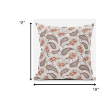 Cojín de gamuza boho Paisley rojo beige de 18