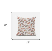 Cojín de gamuza boho Paisley rojo beige de 18