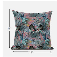 Cojín de gamuza tropical rojo aguamarina de 18