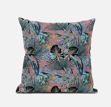 Cojín de gamuza tropical rojo aguamarina de 18