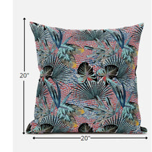 Cojín de gamuza tropical rojo aguamarina de 18