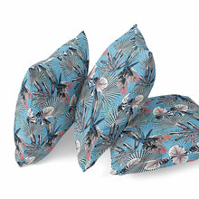 Cojín de gamuza tropical azul negro de 16 