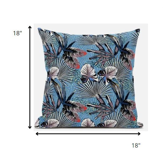 18 英寸黑藍色熱帶絨面革抱枕