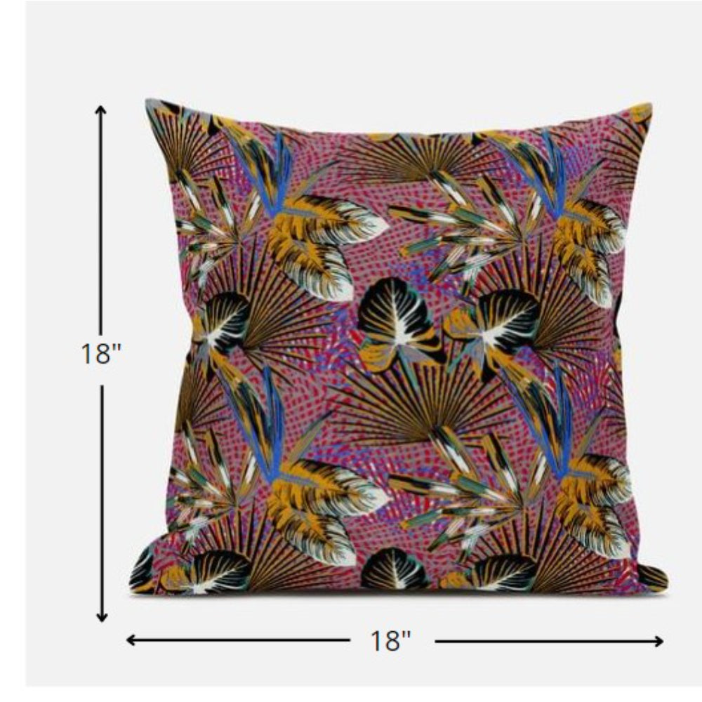 Cojín de gamuza tropical dorado magenta de 18"