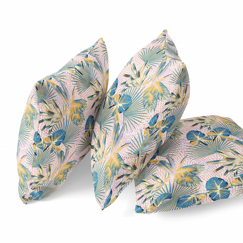 Cojín de gamuza tropical azul dorado de 18 "