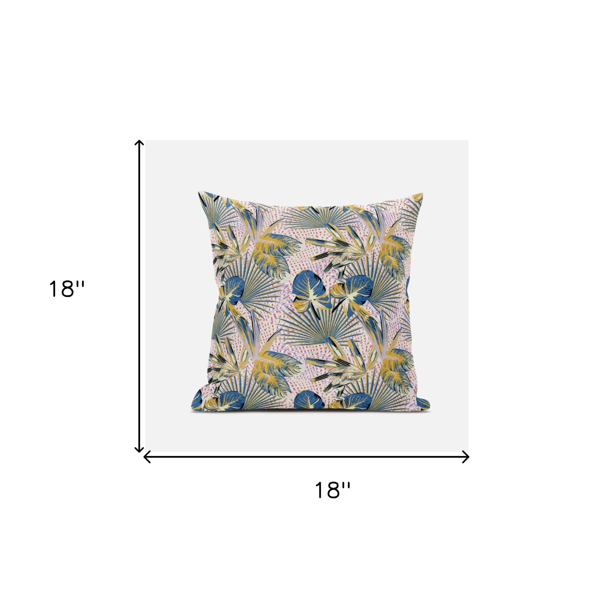Cojín de gamuza tropical azul dorado de 18 "