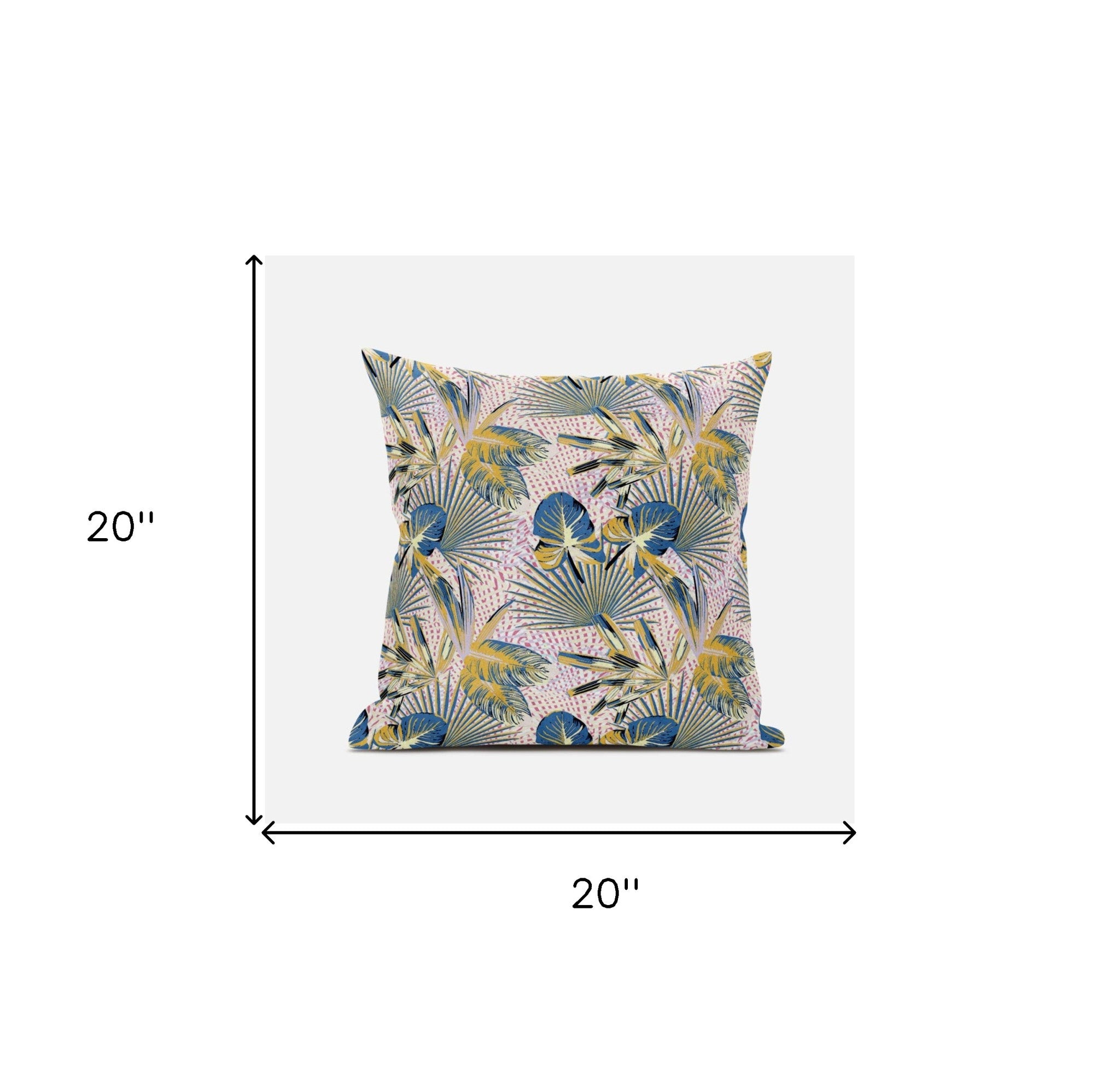 Cojín de gamuza tropical azul dorado de 18 "